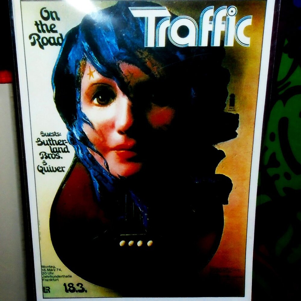 traffic NEW SEALED REPRINT 1974 german concert poster for munich show - winwood
